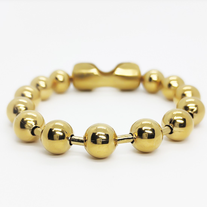 Store 7inch x 10mm Gold Finish Ball Bracelet