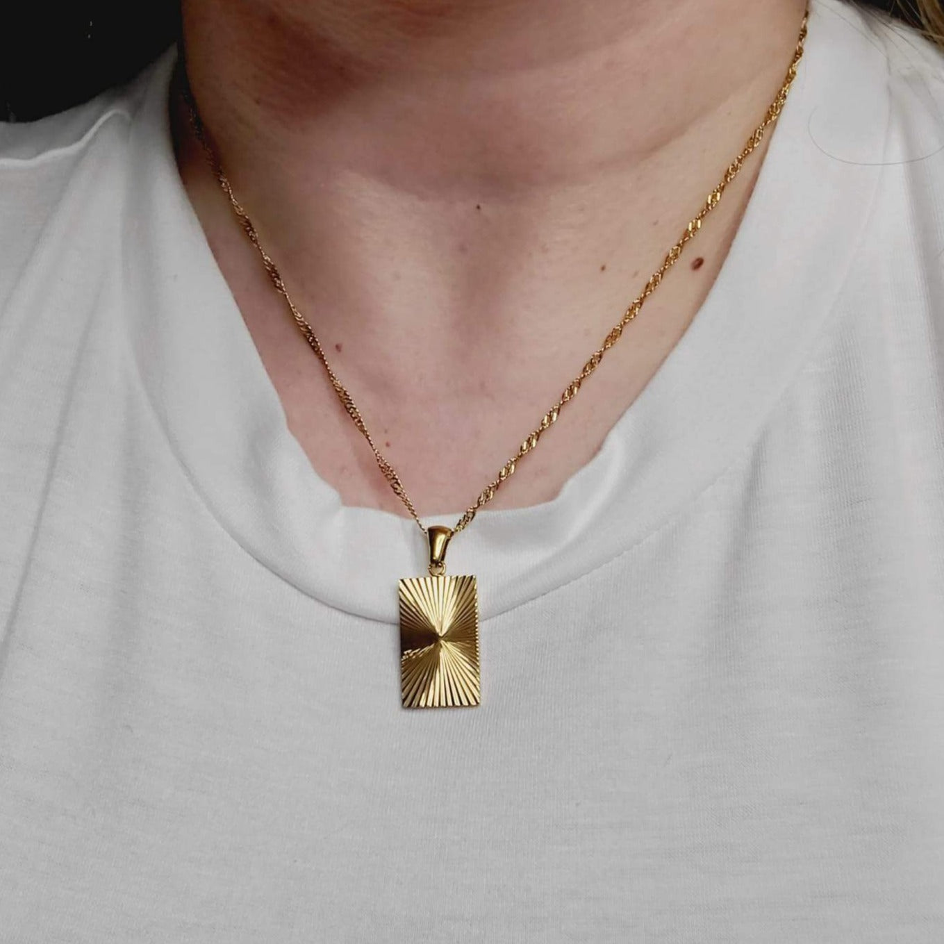 Square Gold Tag Necklace