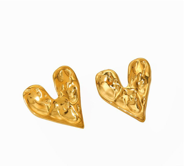 self love jewelry, self love earrings, hearts silver earrings, hearts silver medium earrings, Silver classy earrings, hearts earrings, self love earrings, silver chunky hearts earrings, two tones chunky earrings, hypoallergenic earrings, two tone everyday hoops, 18k gold plated earrings, Waterproof earrings