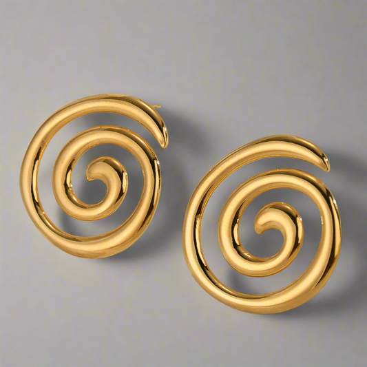 Geometrical Studs, Spiral Gold earrings, Spiral Bold Earrings, Bold golden studs, chunky golden studs, self love jewelry, self love earrings, hearts silver earrings, hearts silver medium earrings, Silver classy earrings, hearts earrings, self love earrings, silver chunky hearts earrings, two tones chunky earrings, hypoallergenic earrings, two tone everyday hoops, 18k gold plated earrings, Waterproof earrings, Silver and gold earrings, Durable earrings, Elegant earrings, Timeless design, aesthetic earrings, 