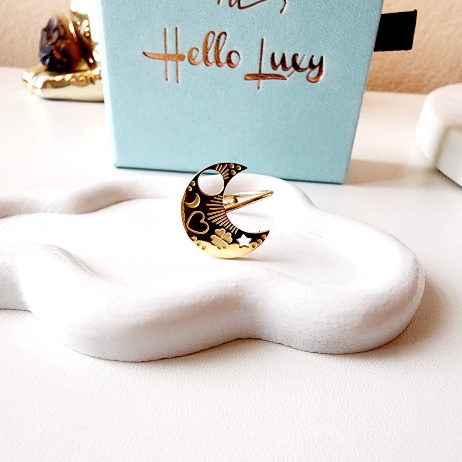 Delicate Moon Star Ring, delicate moon Adjustable ring, moon stars Gold Color Irregular Ring Fashion Hollow Rings For Women Man Minimalism, Water Resistant Jewelry, star and moon Gold ring, mystic minimalist ring, Fashion Gold Color Irregular Ring Fashion mystic Rings For Women Man Minimalism
