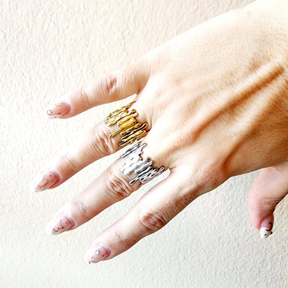 Dripping adjustable Ring, melting gold ring, volcan lava ring, geometric gold ring, Adjustable bold ring, Adjustable Gold ring Delicate and simple ring, chunky star ring, green gold ring, waterproof ring, hypoallergenic ring, untarnish ring, anti tarnish ring, anillo de estrellas, Water Resistant Jewelry